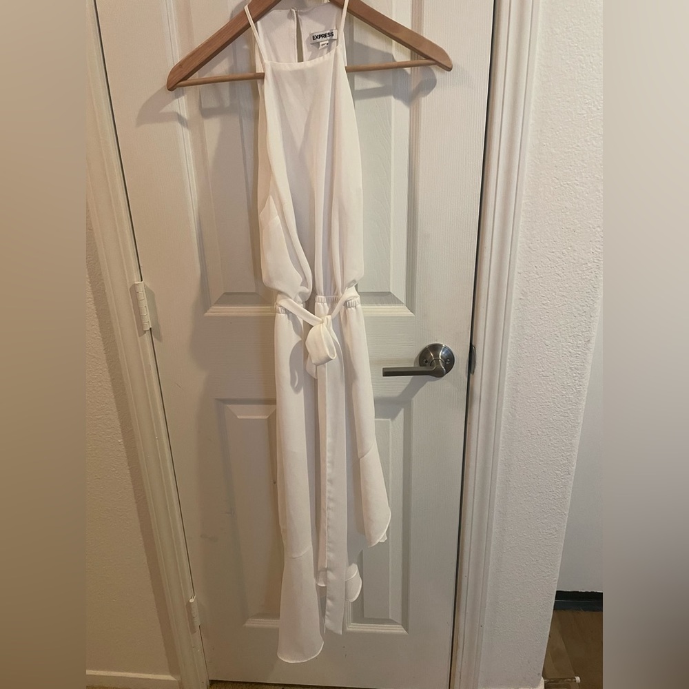 Express Hi Lo Halter Dress - White.